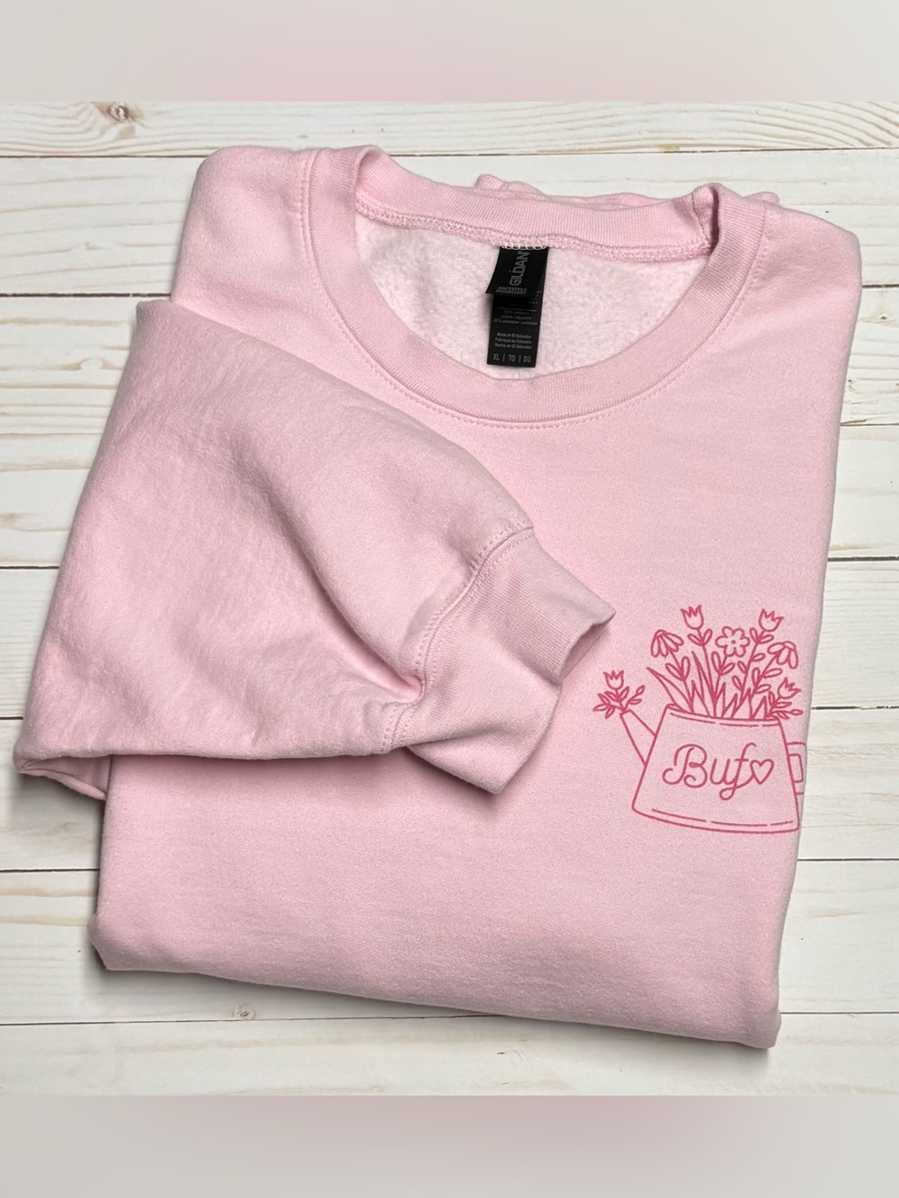 Pink Floral Watering Can Crewneck Sweatshirt